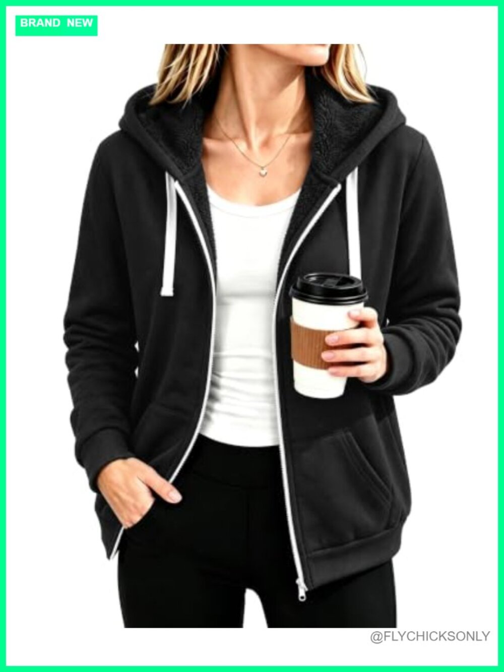 Sherpa Fleece Lined Zip Up Hoodie Sweatshirt Slim Fit Jacket